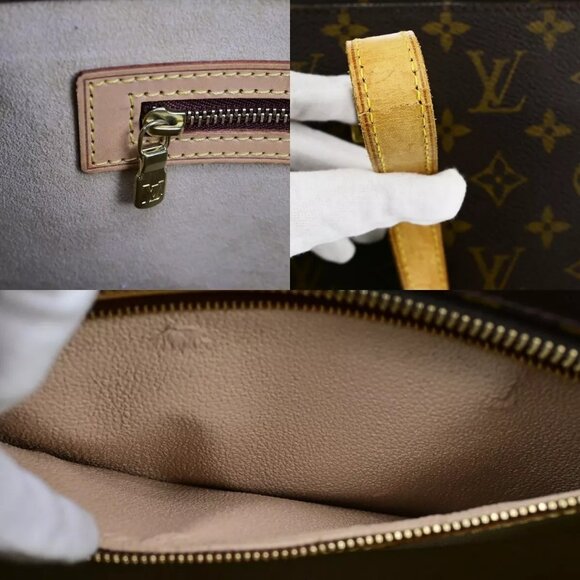 LOUIS VUITTON Logo Luco Shoulder Tote Bag Monogram Leather Brown - Picture 6 of 16